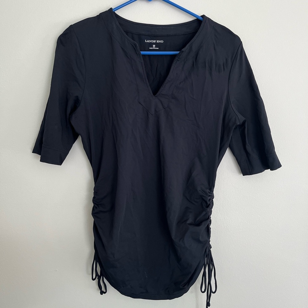 Lands End Cinched Waist Rashguard in Black